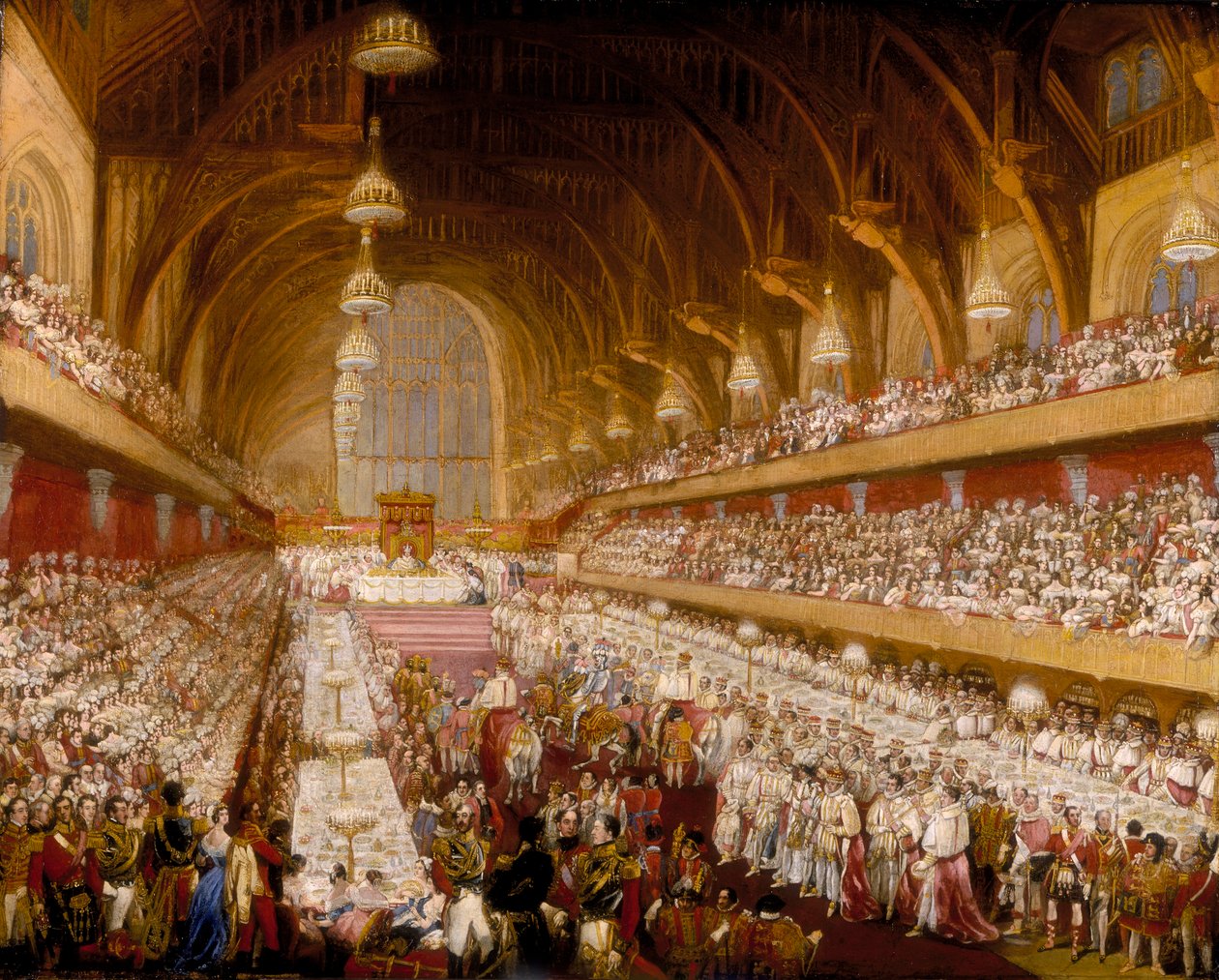 „Bankiet koronacyjny króla Jerzego IV w Westminster Hall”, 1821 autorstwa Unbekannt