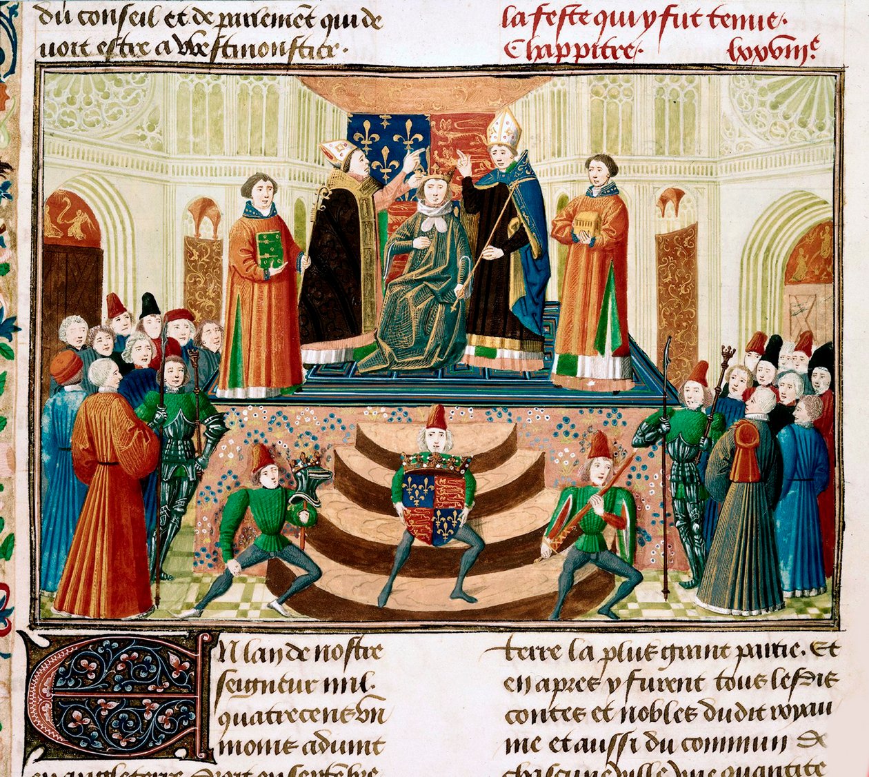 Koronacja Henryka IV Anglii Fragment miniatury z Grandes Chroniques de France Jeana Froissarta, ok. 1470 autorstwa Unbekannt