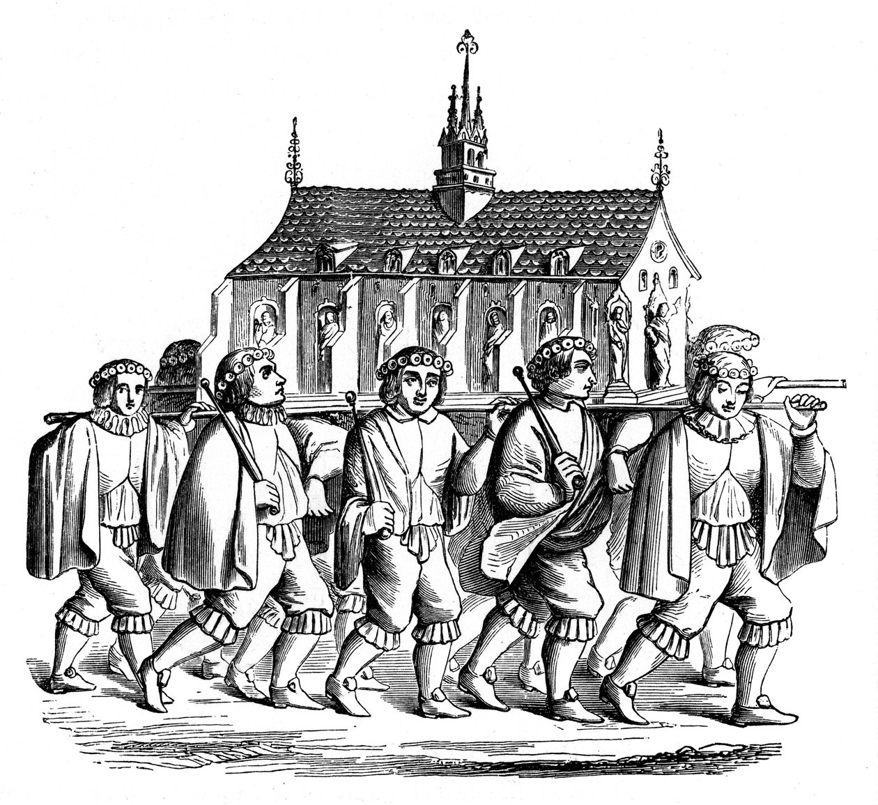 Korporacja Złotników Paryskich niosąca Sanktuarium św. Genowefy, XVII w., 1870 r autorstwa Unbekannt