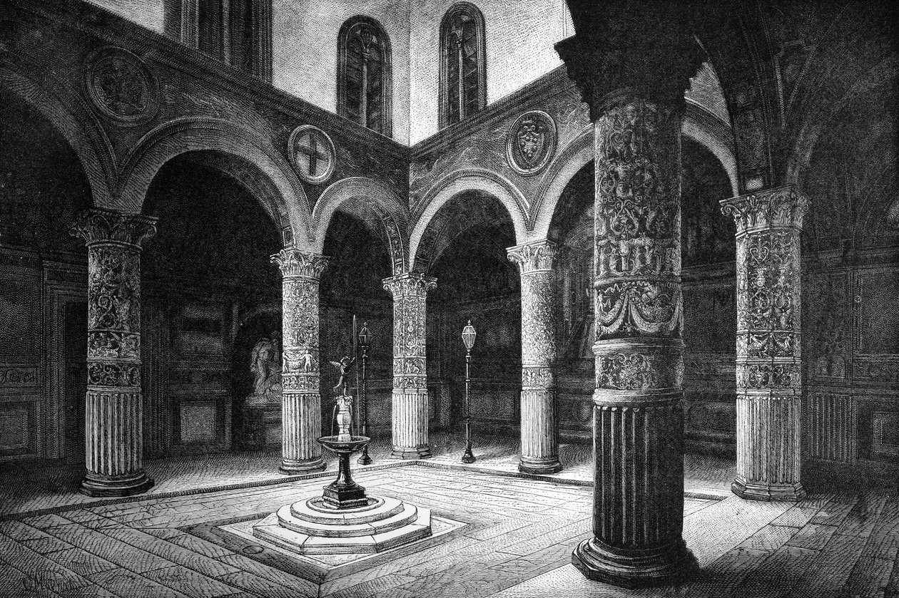 Dwór Palazzo Vecchio, Florencja, Włochy, 1882 r. autorstwa Unbekannt