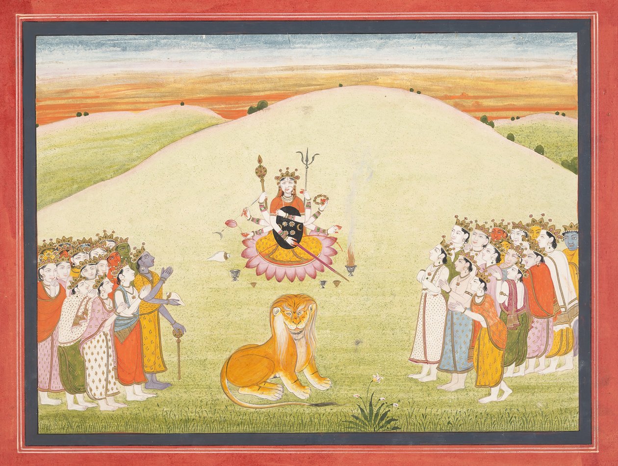 Stworzenie Durgi: Strona z rozproszonej Markandeja Purany..., ca. 1810-20. autorstwa Unbekannt
