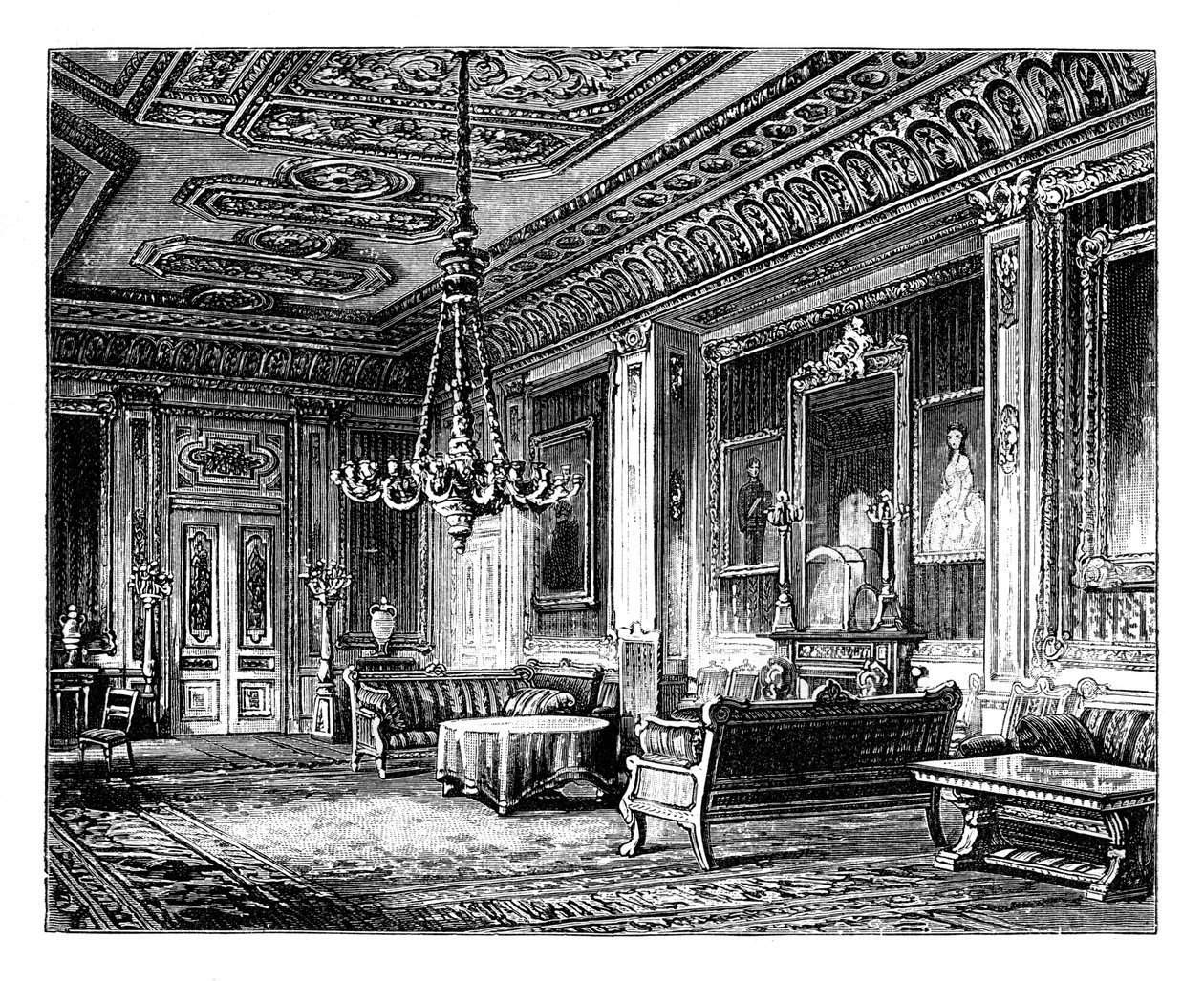 Salon Karmazynowy, Zamek Windsor, ok. 1888 r. autorstwa Unbekannt