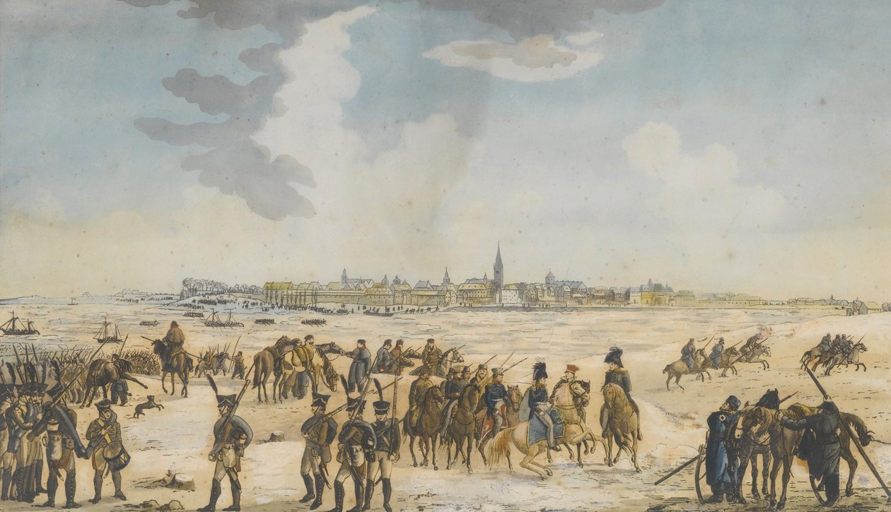 Przeprawa przez Ren pod Düsseldorfem przez wojska rosyjskie, 13 stycznia 1814, 1814 autorstwa Unbekannt