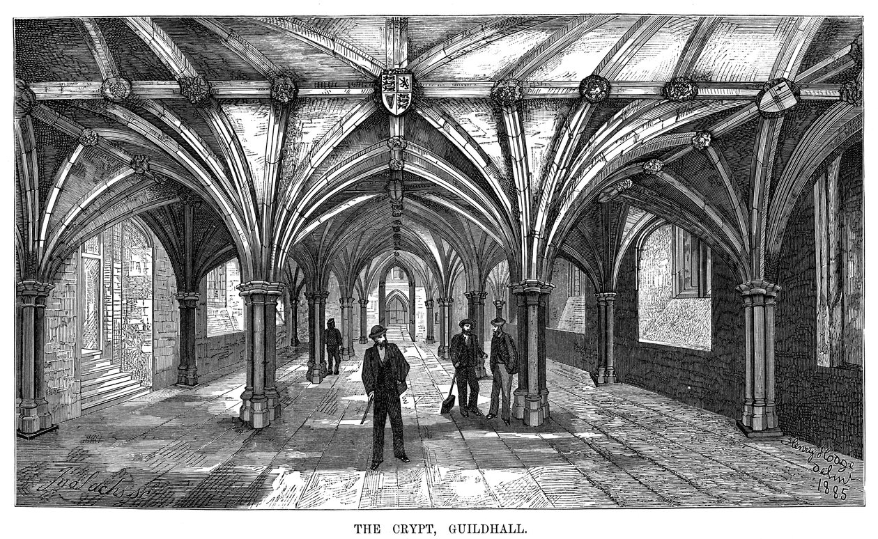 Krypta, Guildhall, City of London, 1886 autorstwa Unbekannt