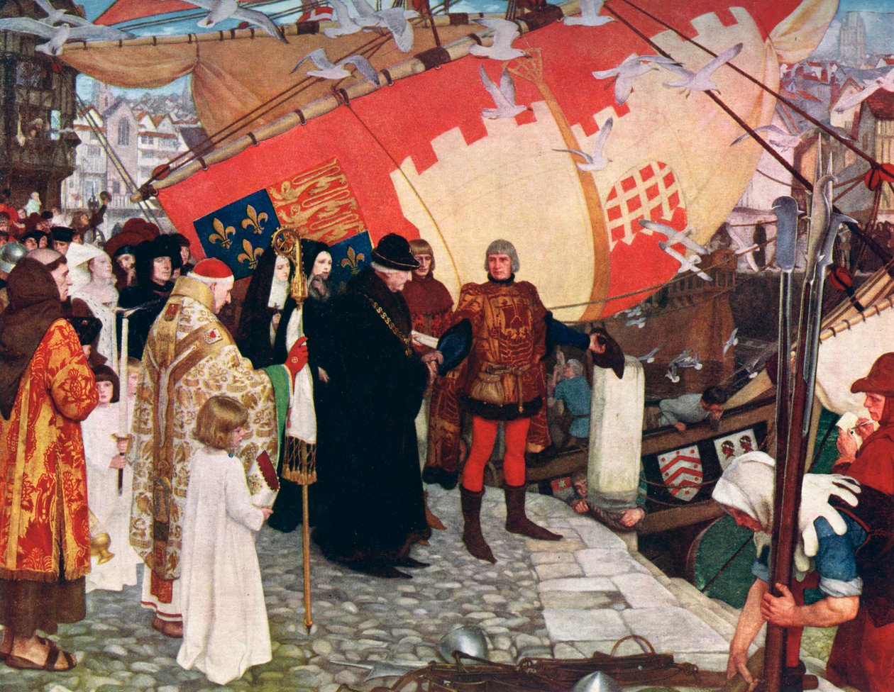 Odejście Johna i Sebastiana Cabotów… w ich pierwszą podróż odkrywczą w 1497, 1906 autorstwa Unbekannt
