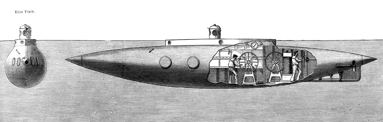 Tonąca i wznosząca się łódź podwodna „Nautilus” z 1887 r. autorstwa Unbekannt