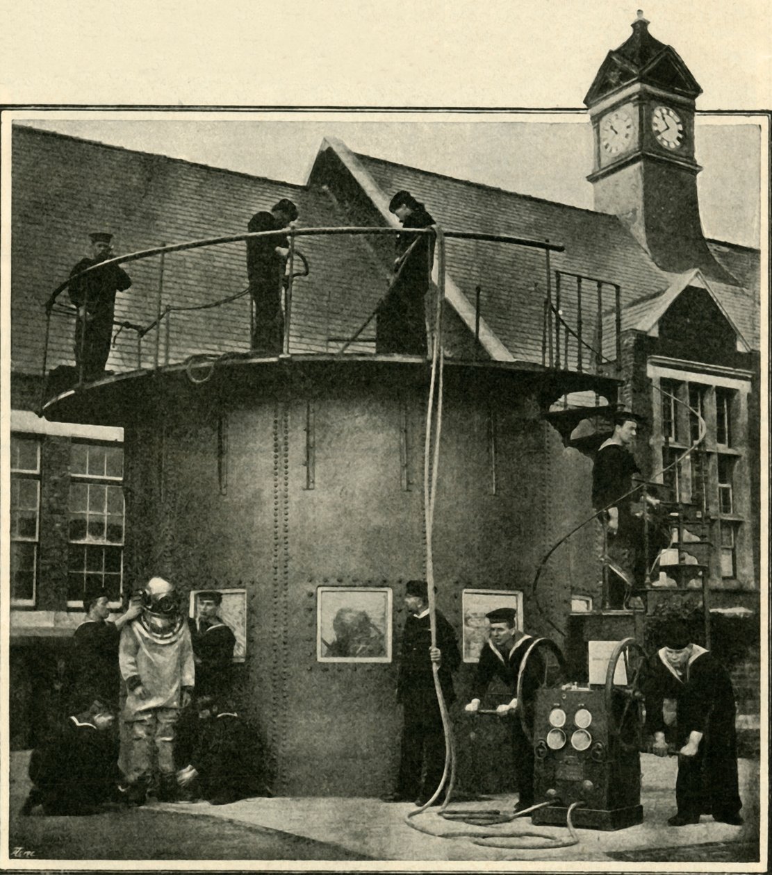 Zbiornik do nurkowania w Portsmouth, gdzie szkolą się nurkowie, 1901. autorstwa Unbekannt