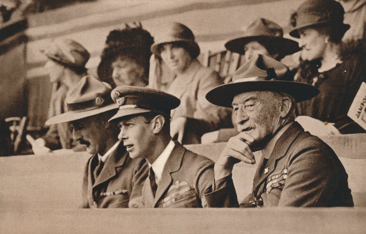 Książę Yorku, później król Jerzy VI z Lordem Baden-Powellem na Jamboree, Wembley, 1924. autorstwa Unbekannt