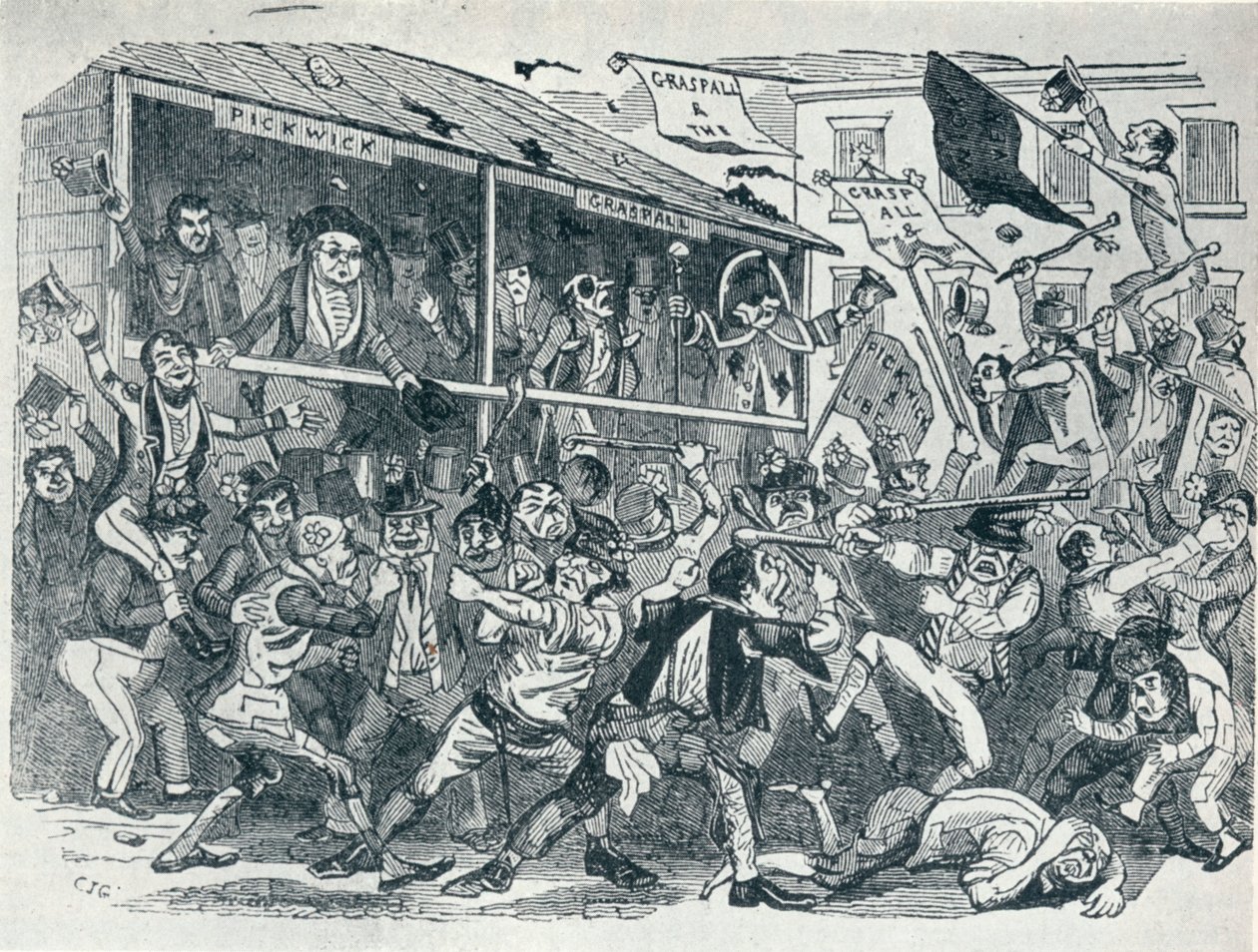 Wybory w Eatanswill, c1836, 1925 autorstwa Unbekannt