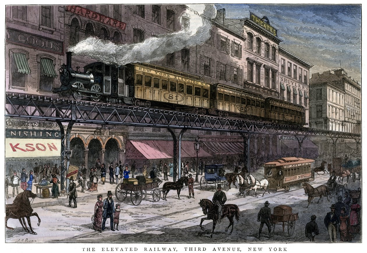 Kolej podwyższona, Trzecia Aleja, Nowy Jork, 1879 autorstwa Unbekannt