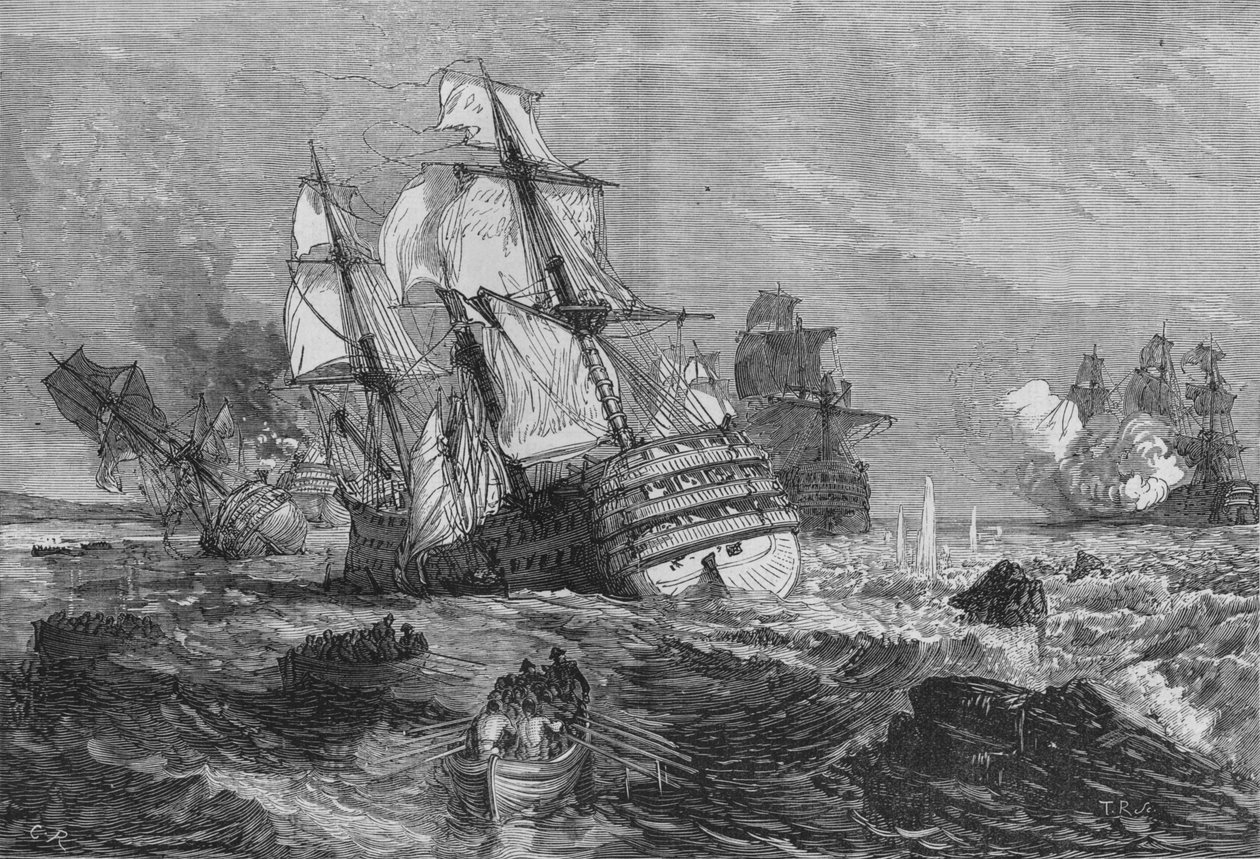Statki wroga wyrzucone na brzeg Point of Grao, c1880 autorstwa Unbekannt
