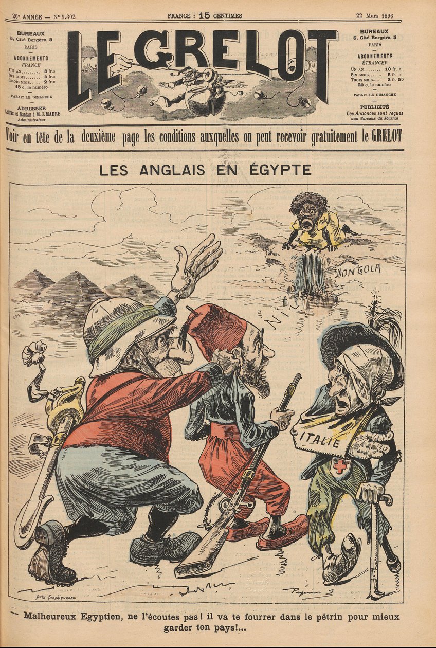 Anglicy w Egipcie. Karykatura z Le Grelot, 22 marca 1896, 1896. autorstwa Unbekannt