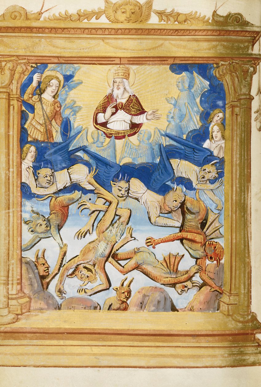 Upadek Lucyfera. Z Księgi Godzin, c. 1500 autorstwa Unbekannt