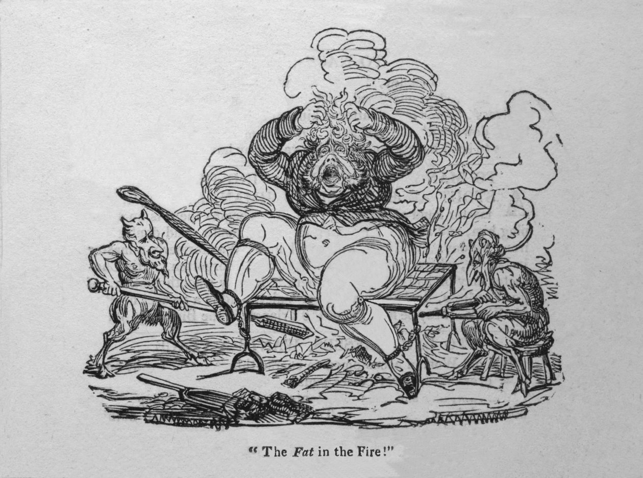 Tłuszcz w ogniu!, c1820. autorstwa Unbekannt