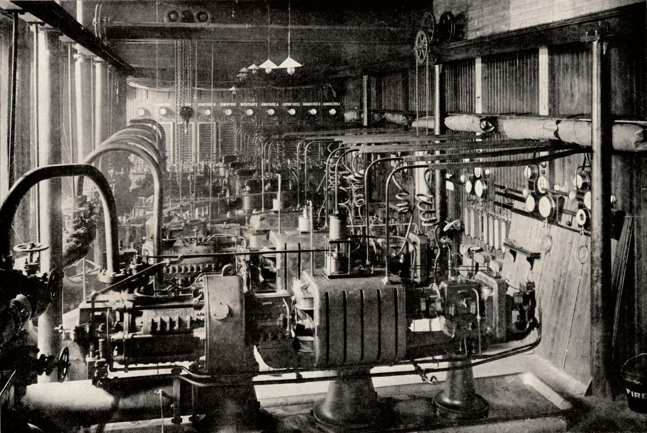 Pierwsza turboelektrownia Parsons, c1916 autorstwa Unbekannt