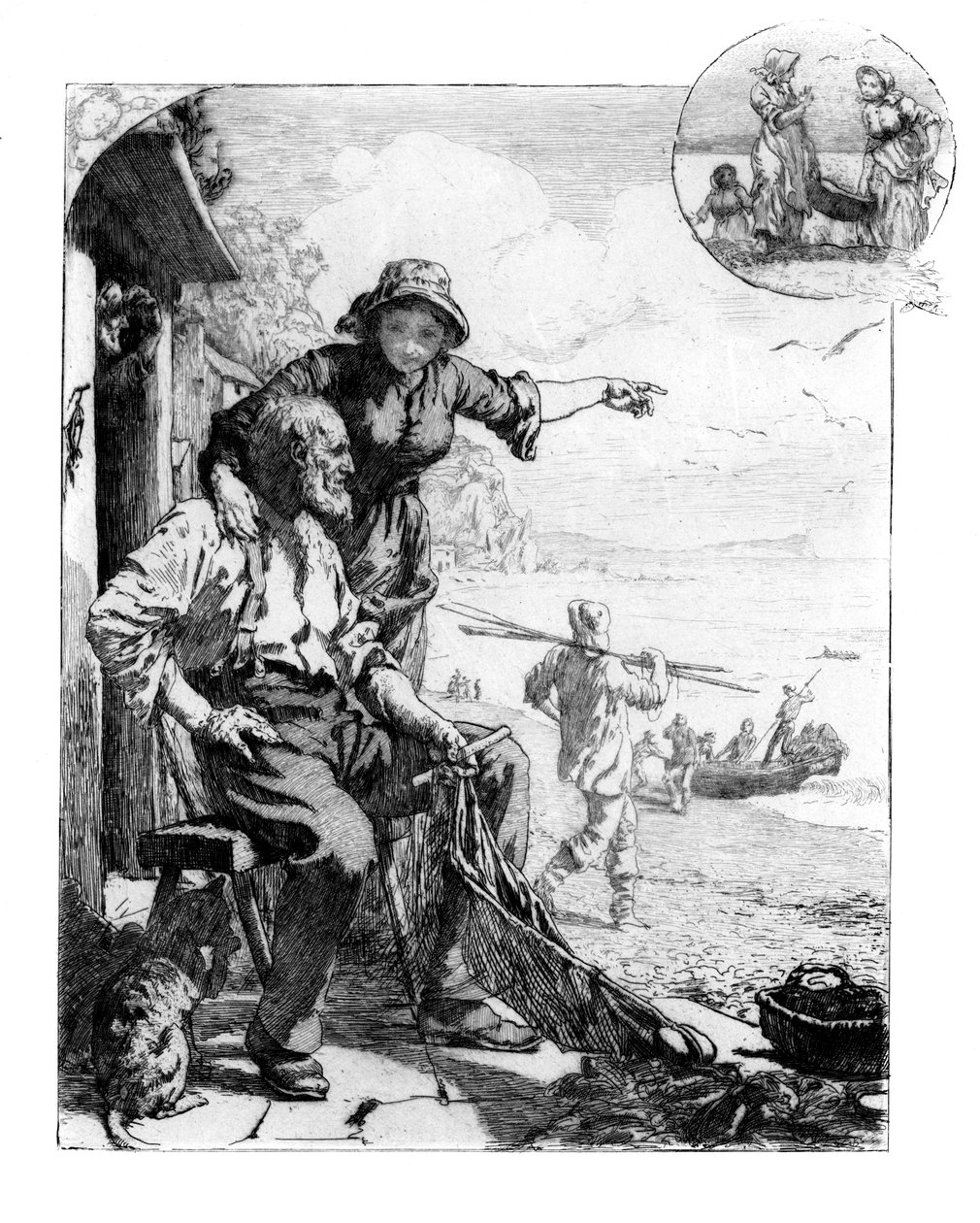 Żniwa Fisher Folks. Makrela w zatoce, Szkic w południowym Devon, 1882 autorstwa Unbekannt