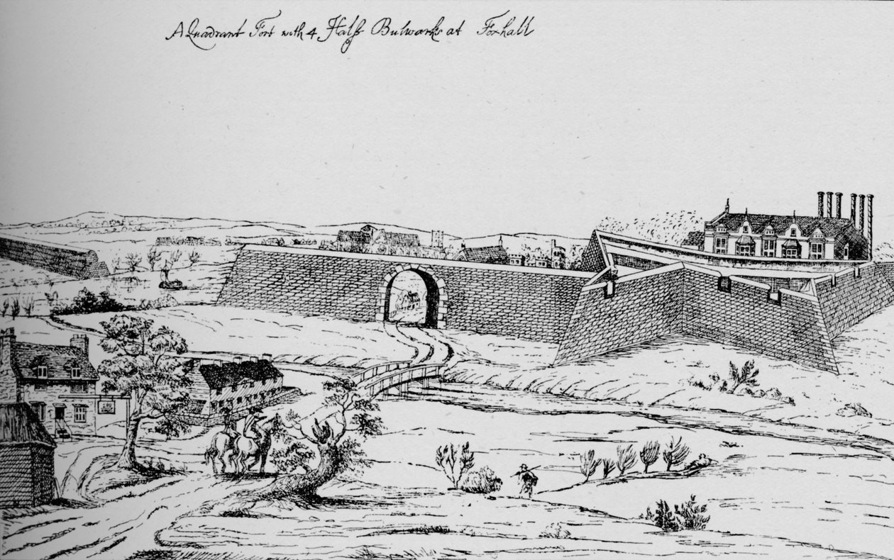Fort w Vauxhall wzniesiony dla obrony Londynu podczas wojny domowej, c1810, 1912 autorstwa Unbekannt
