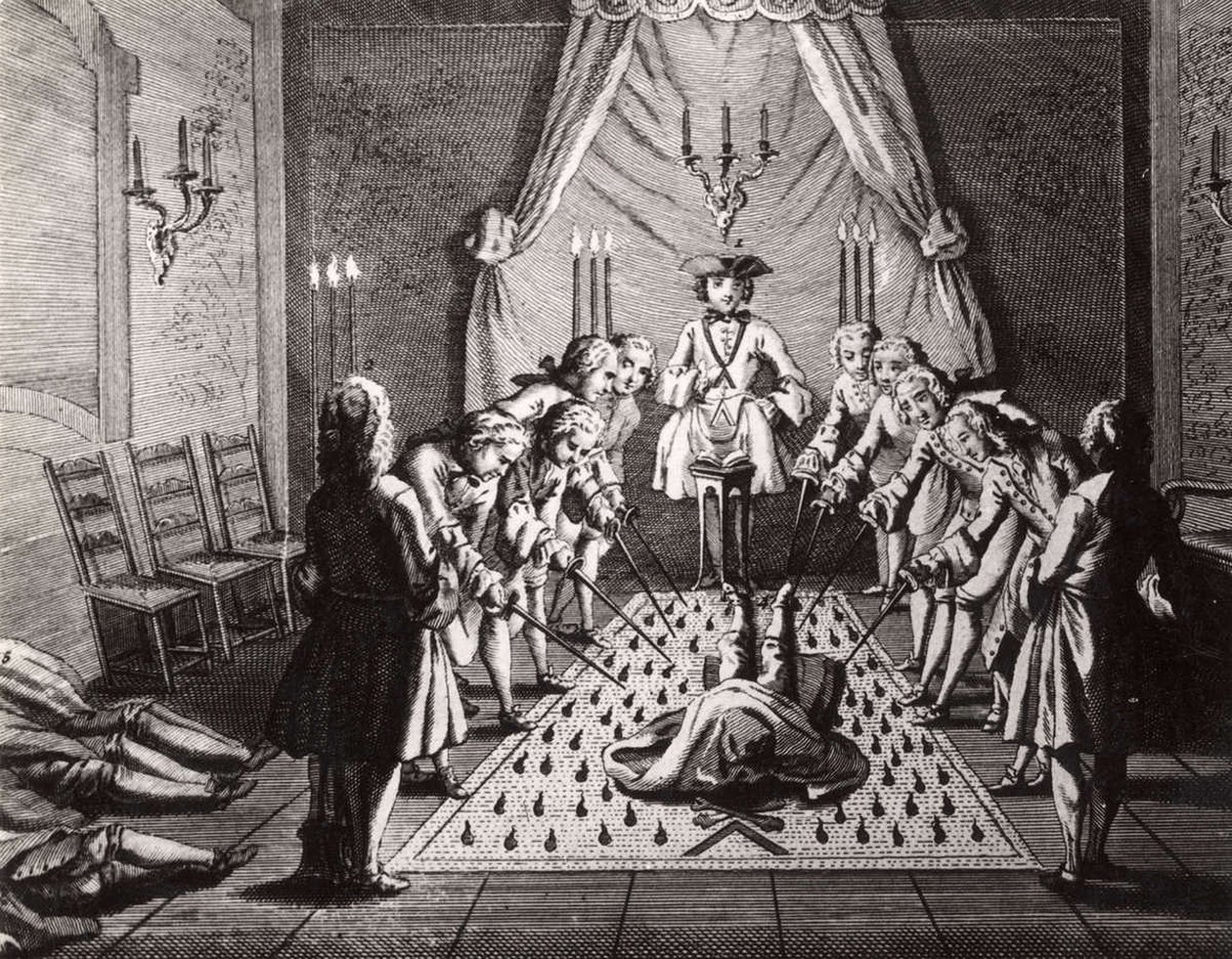 Ceremonia inicjacji francuskich masonów, XVIII wiek autorstwa Unbekannt