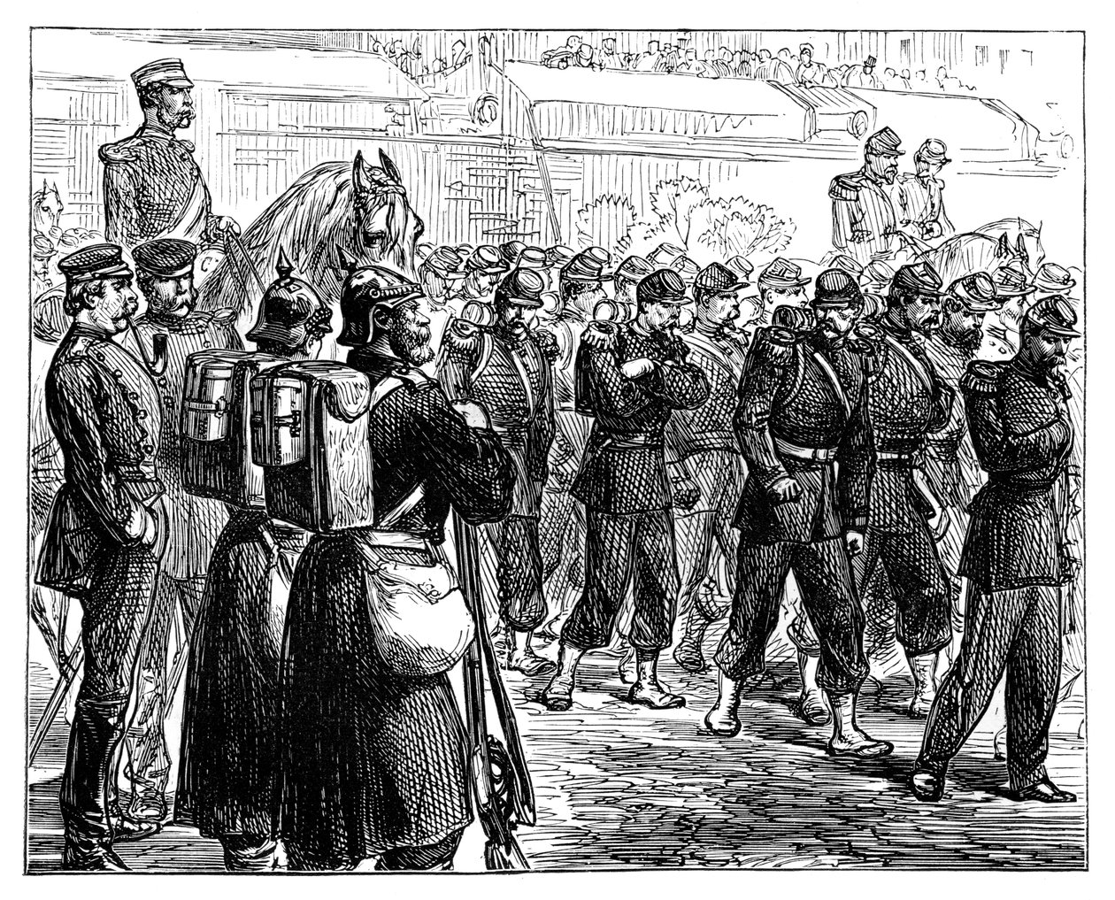 Oddziały francuskie opuszczające Metz, c1870 autorstwa Unbekannt