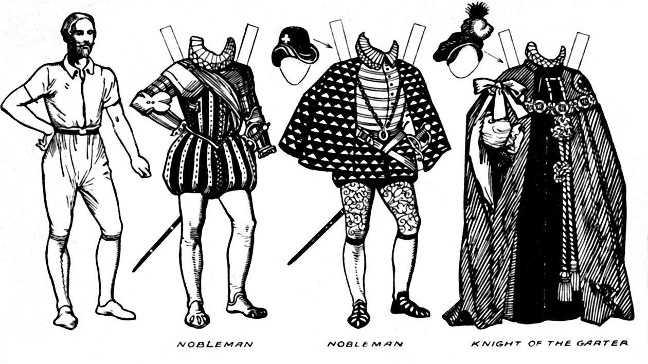 Galeria strojów historycznych: niektóre z sukien noszonych za panowania Elżbiety, c1934 autorstwa Unbekannt