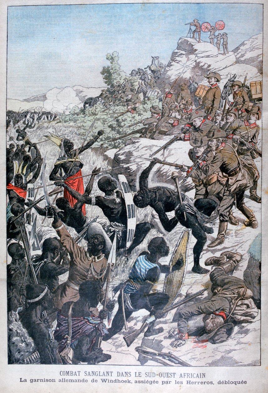 Niemiecki garnizon Windhoek, oblężony przez Herero, Afryka Południowo-Zachodnia, 1904 autorstwa Unbekannt
