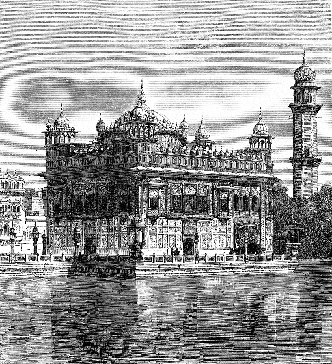 Złota Świątynia i Jezioro Nieśmiertelności w Amritsar, Indie, 1895 autorstwa Unbekannt