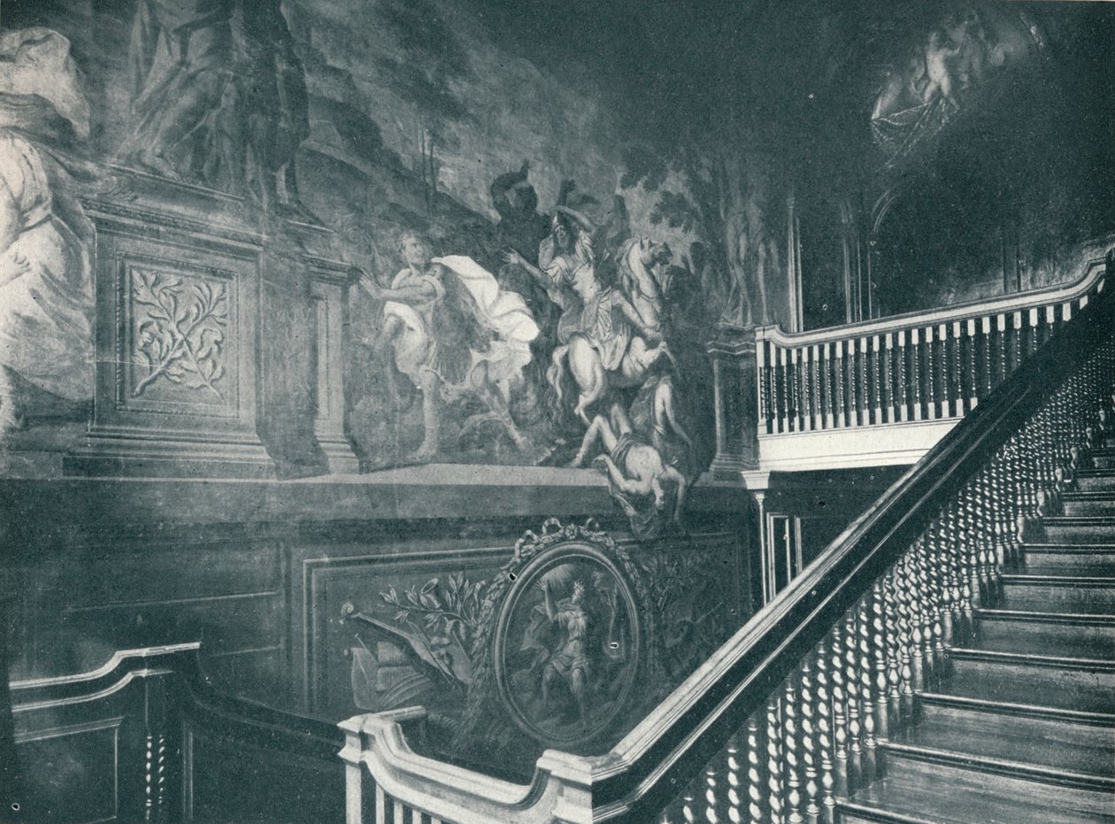 Wielkie schody, przedstawiające malowidła ścienne z Ciernistych Wzgórz, Stoke Edith, ok. 1909 r. autorstwa Unbekannt
