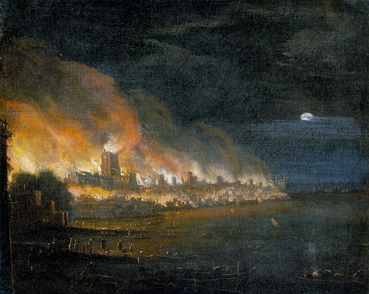 „Wielki pożar Londynu, 1666”, c1666 autorstwa Unbekannt