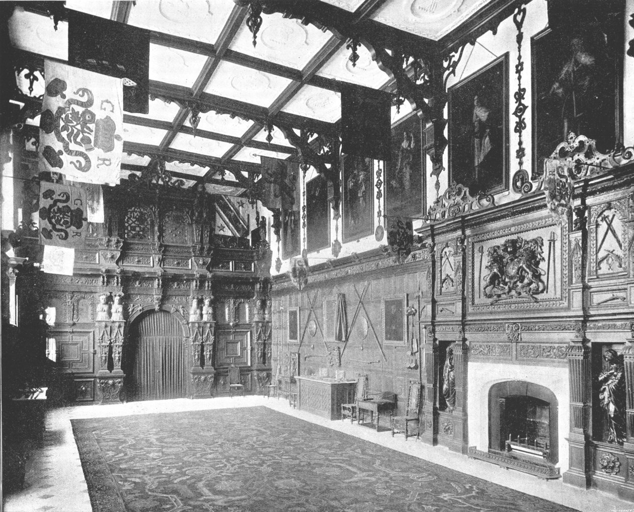 Wielka Sala w Audley End, Saffron Walden, Essex, 1894. autorstwa Unbekannt