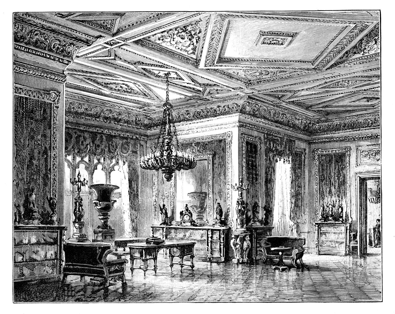 Zielony Salonik, Zamek Windsor, ok. 1888 r. autorstwa Unbekannt