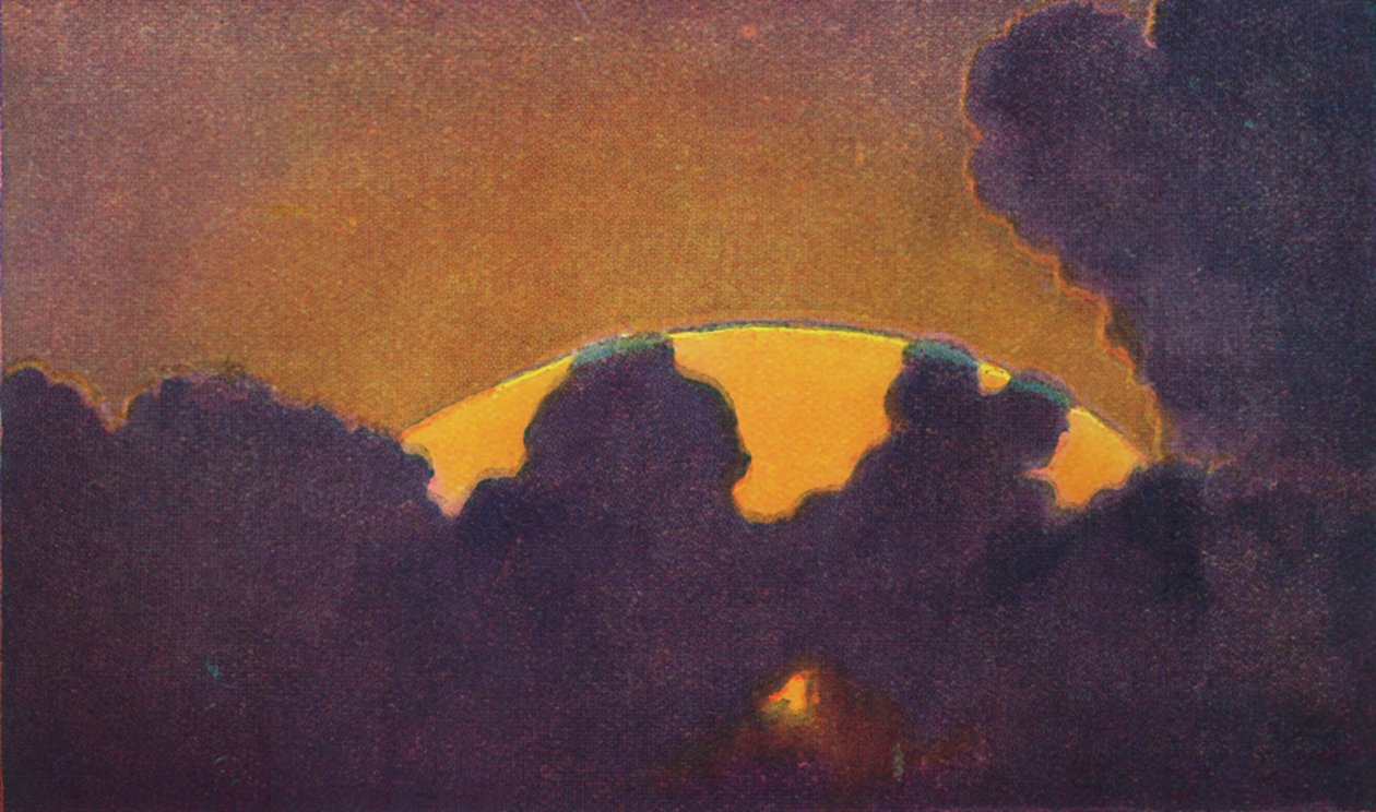 Zielony błysk o zachodzie słońca, najrzadszy pryzmatyczny kolor załamany przez atmosferę, c1935 autorstwa Unbekannt