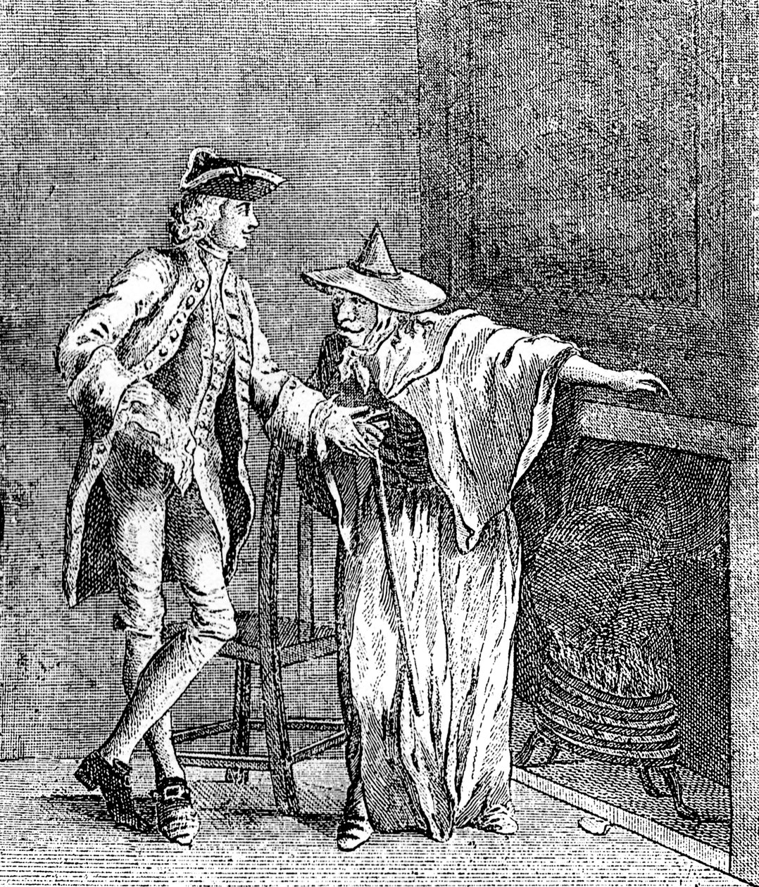 Cygan rozmawiający z Inspektorem Generalnym Wielkiej Brytanii, ok. 1753 r. autorstwa Unbekannt