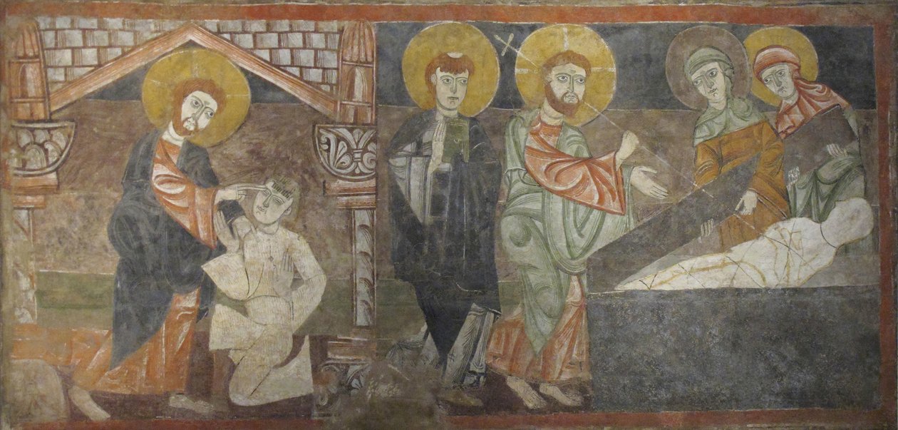 Uzdrowienie niewidomego i podniesienie Łazarza, pierwsza połowa XII wieku, prawdopodobnie 1129-34. autorstwa Unbekannt