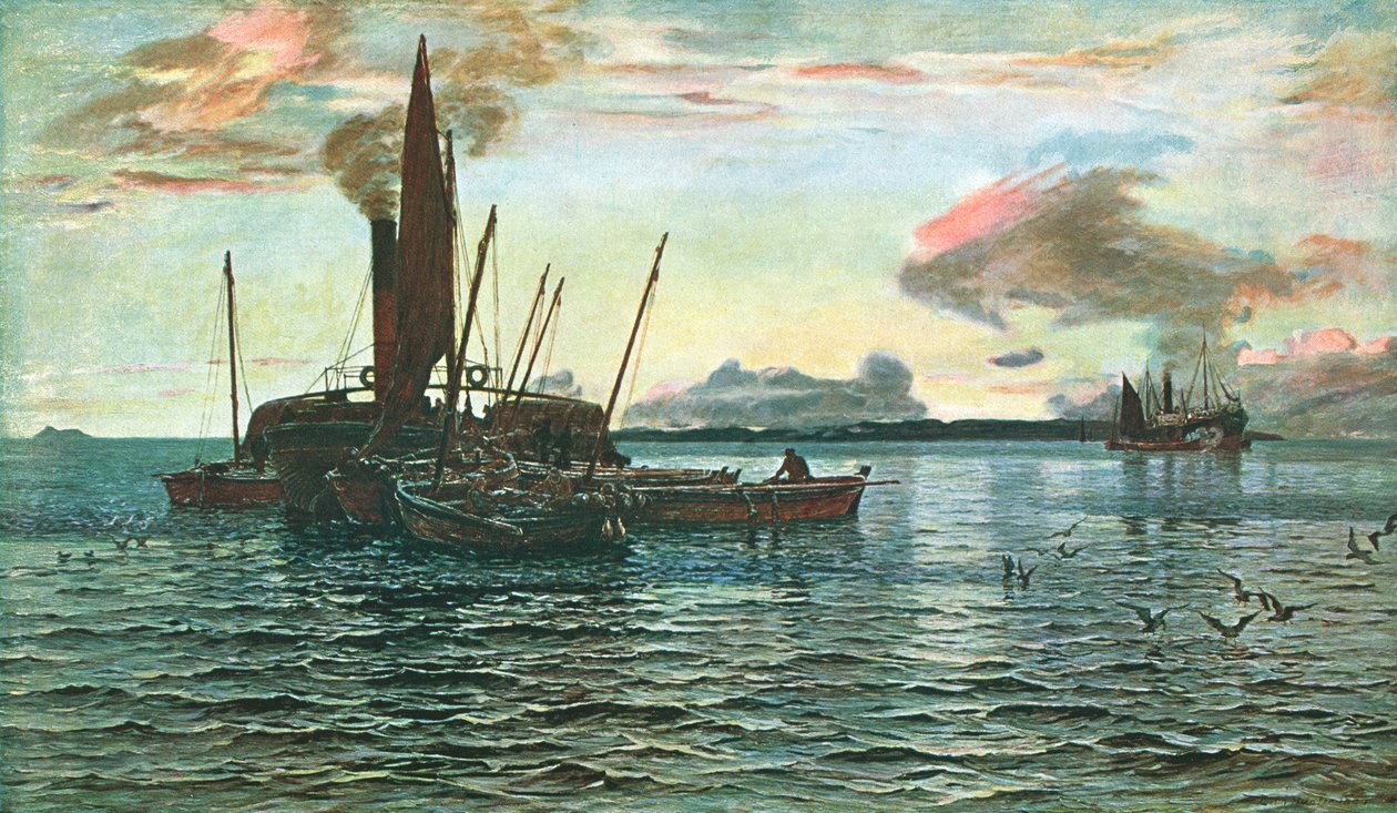 Targ śledziowy na morzu nad jeziorem Loch Fyne, Argyll, 1884, c1902. autorstwa Unbekannt