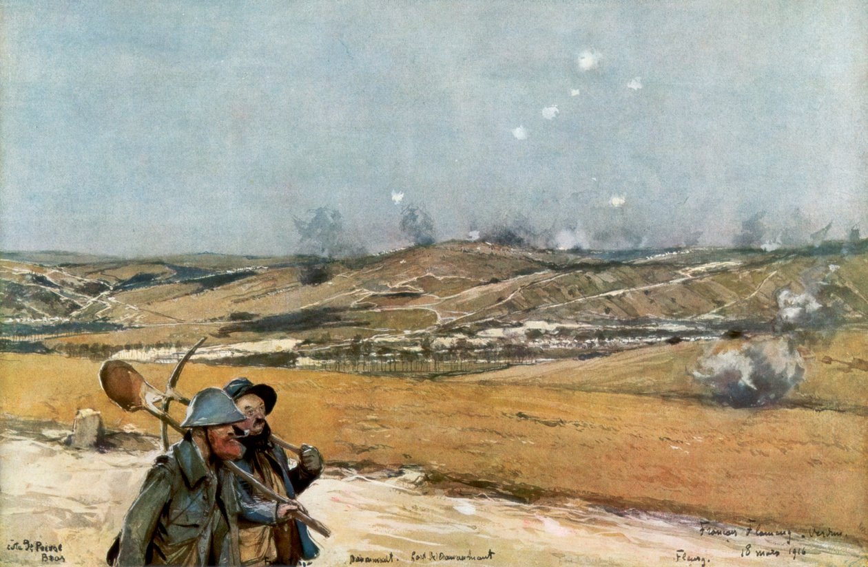 Wzgórza i Fort Douaumont, Verdun, Francja, 18 marca 1916, 1926 autorstwa Unbekannt