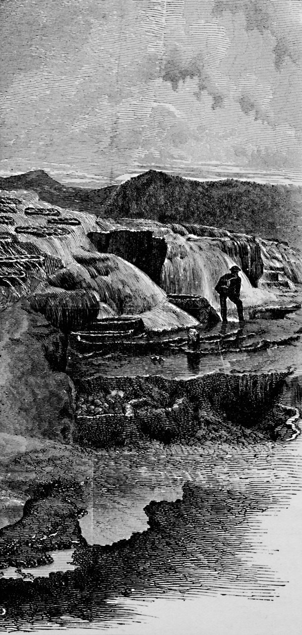 Gorące źródła w pobliżu rzeki Gardiners, 1883 autorstwa Unbekannt