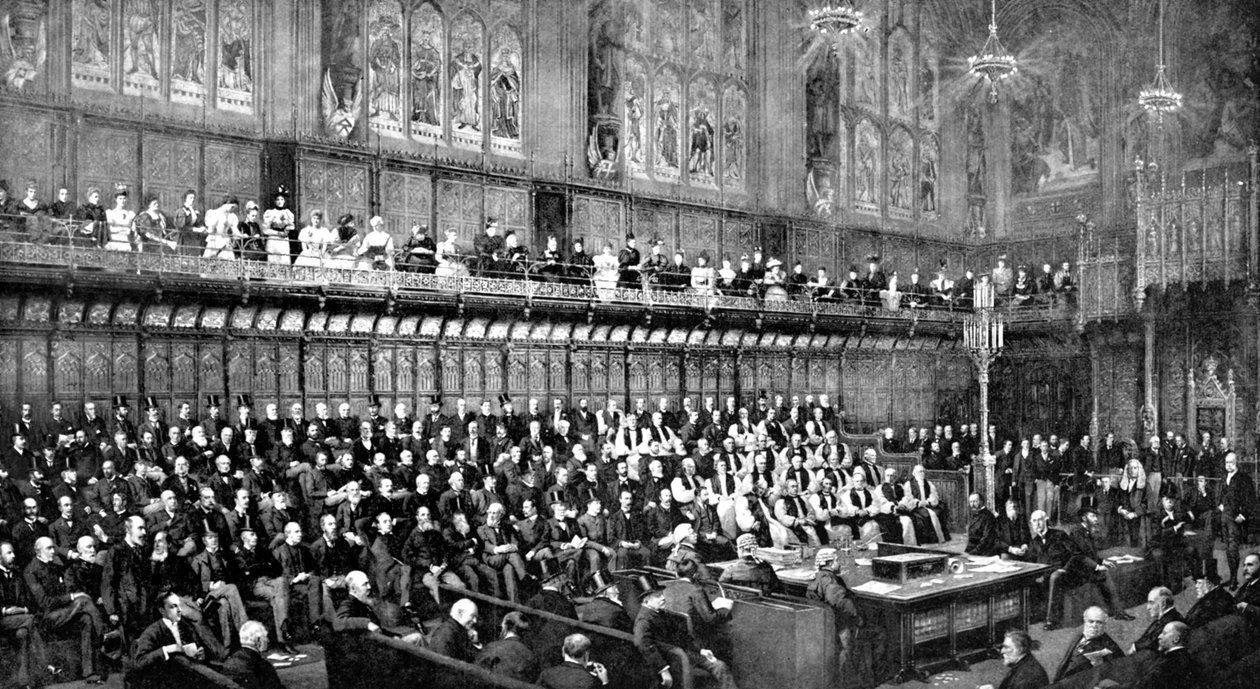 Izba Lordów podczas debaty o rządzie domowym, 1893 c1905 autorstwa Unbekannt