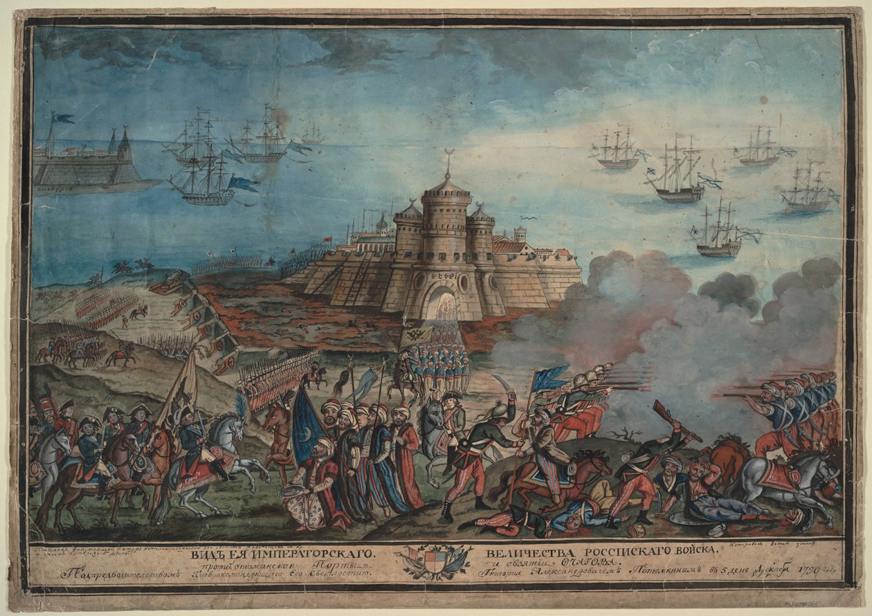 Cesarska Armia Rosyjska przed tureckim portem Ochakov, 1790 autorstwa Unbekannt
