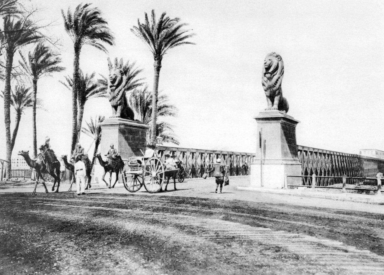 Most Kasr-El-Nile, Kair, Egipt, ok. 1920 r. autorstwa Unbekannt