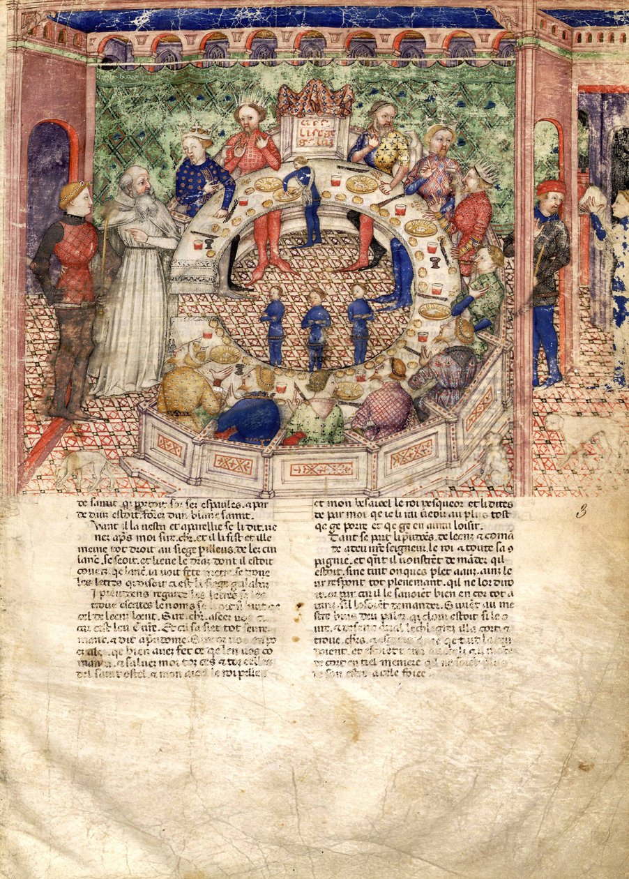 Miniatura Rycerzy Okrągłych z Poszukiwania Świętego Graala i śmierci Artura, ok. 1220 autorstwa Unbekannt