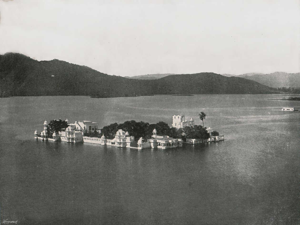 Pałac nad jeziorem, Udaipur, Indie, 1895. autorstwa Unbekannt