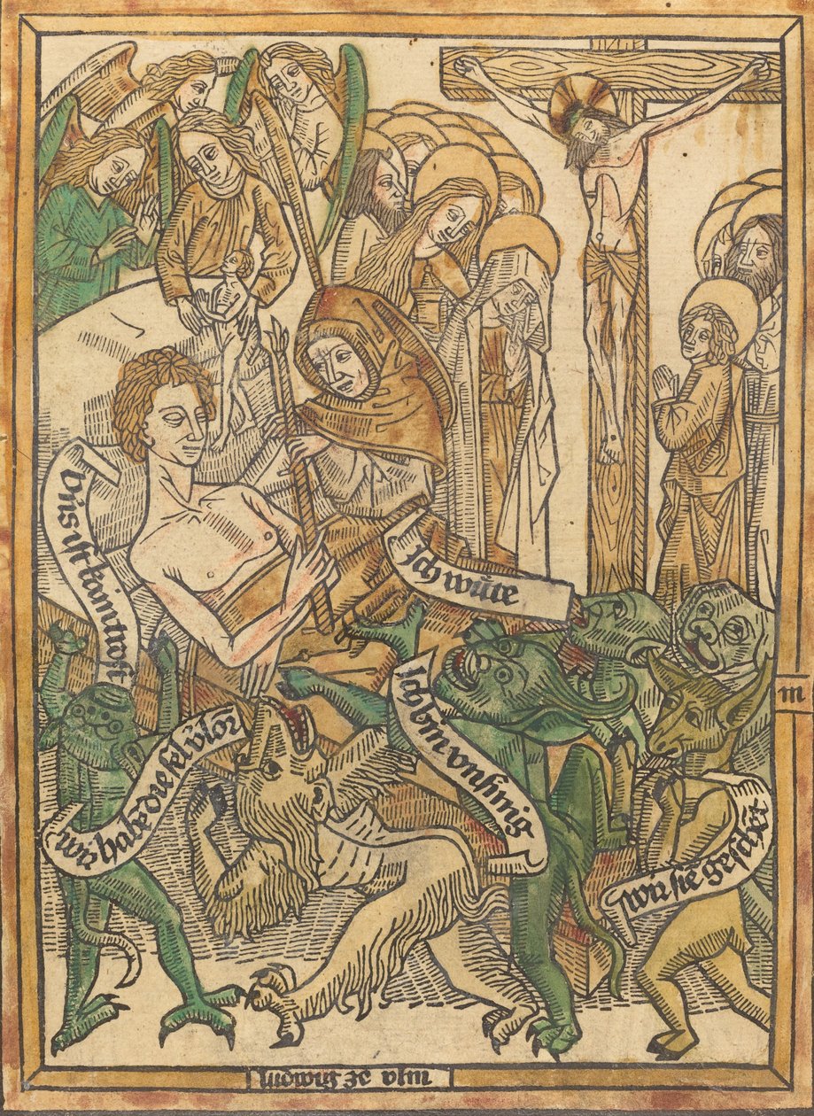 Ostatnia agonia umierającego człowieka, c. 14701475. autorstwa Unbekannt