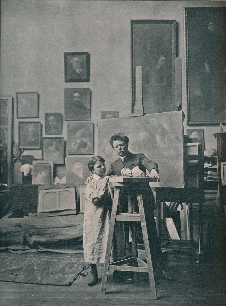 Późny Eugeniusz Carriere w swojej pracowni, c1870-1890, 1906 autorstwa Unbekannt