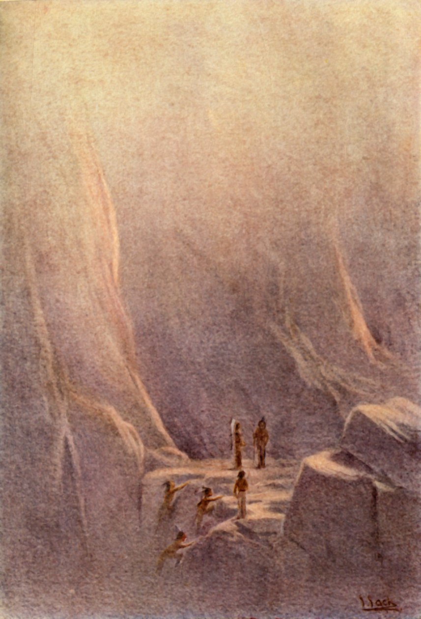 „Lenape przybywają do miejsca jaskiń”, 1914. autorstwa Unbekannt