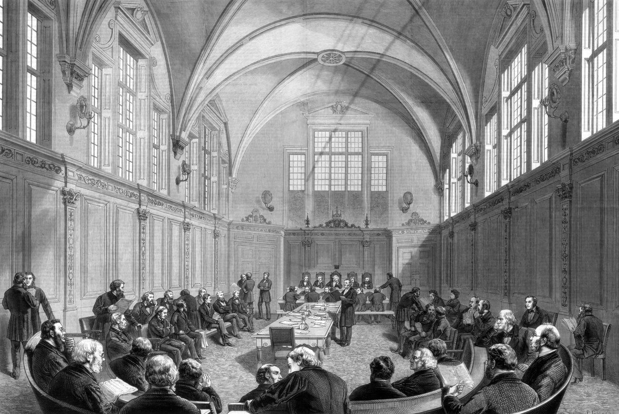 Nowe biuro londyńskiego zarządu szkolnego na nabrzeżu Tamizy, Londyn, 1875 r autorstwa Unbekannt