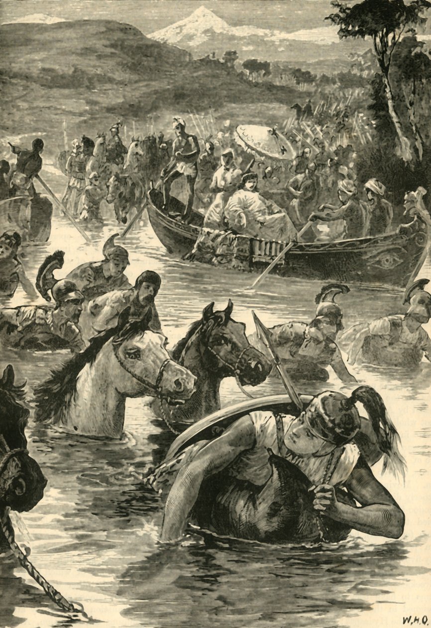 Macedończycy przekraczający Jaxartes, 1890. autorstwa Unbekannt