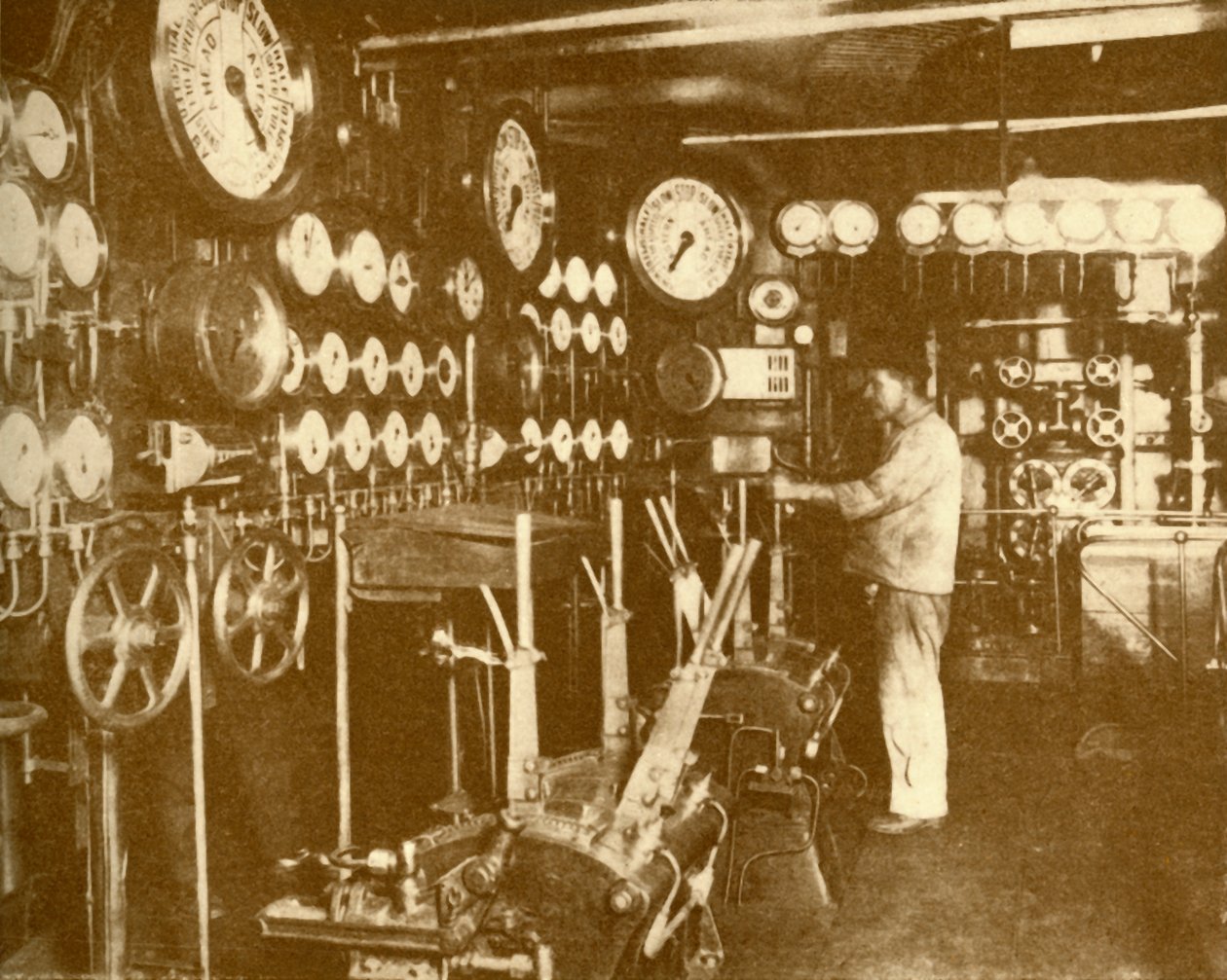 Platforma sterowania silnikiem głównym Aquitania., c1930. autorstwa Unbekannt