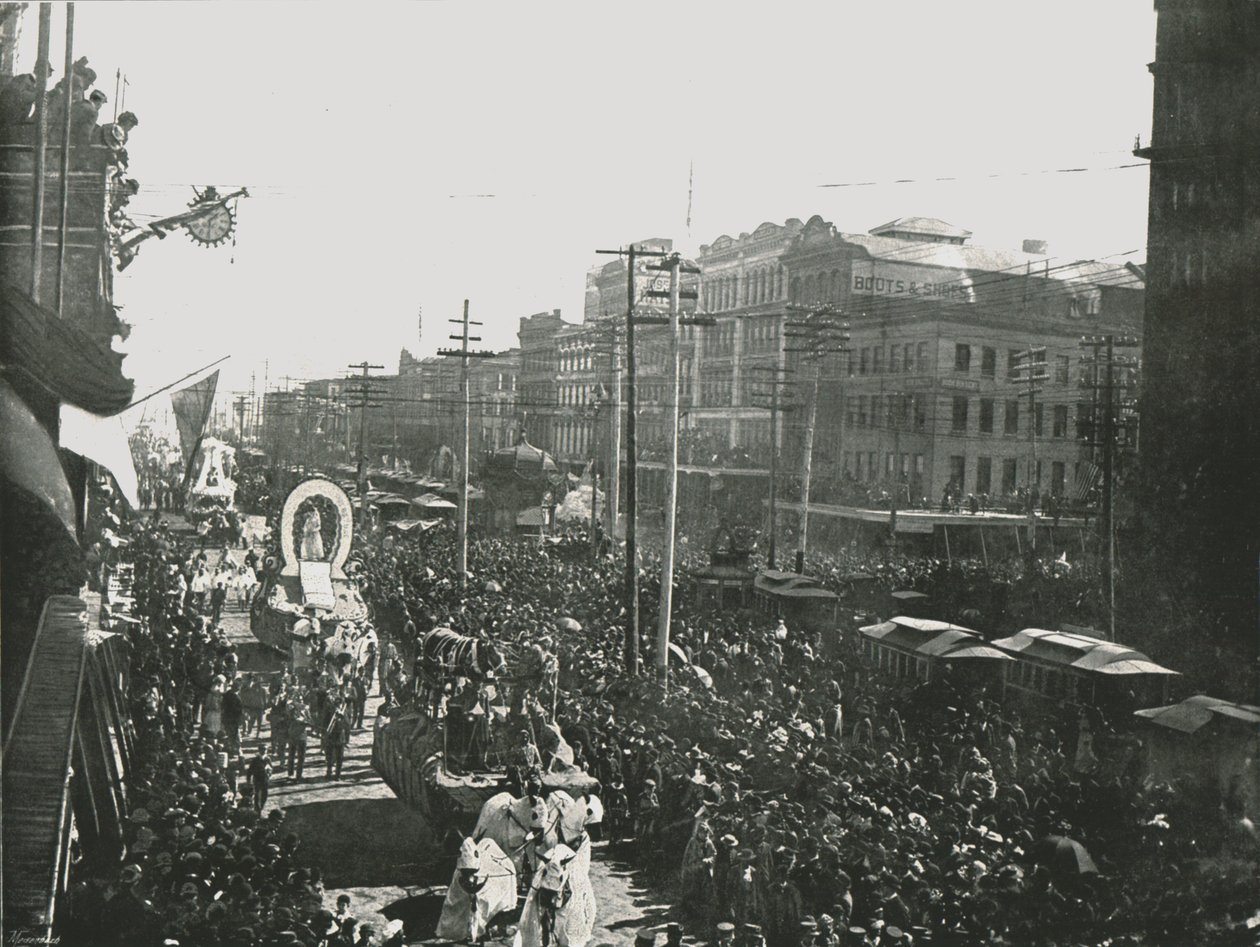 Parada Mardi Gras na Canal Street, Nowy Orlean, USA, 1895. autorstwa Unbekannt