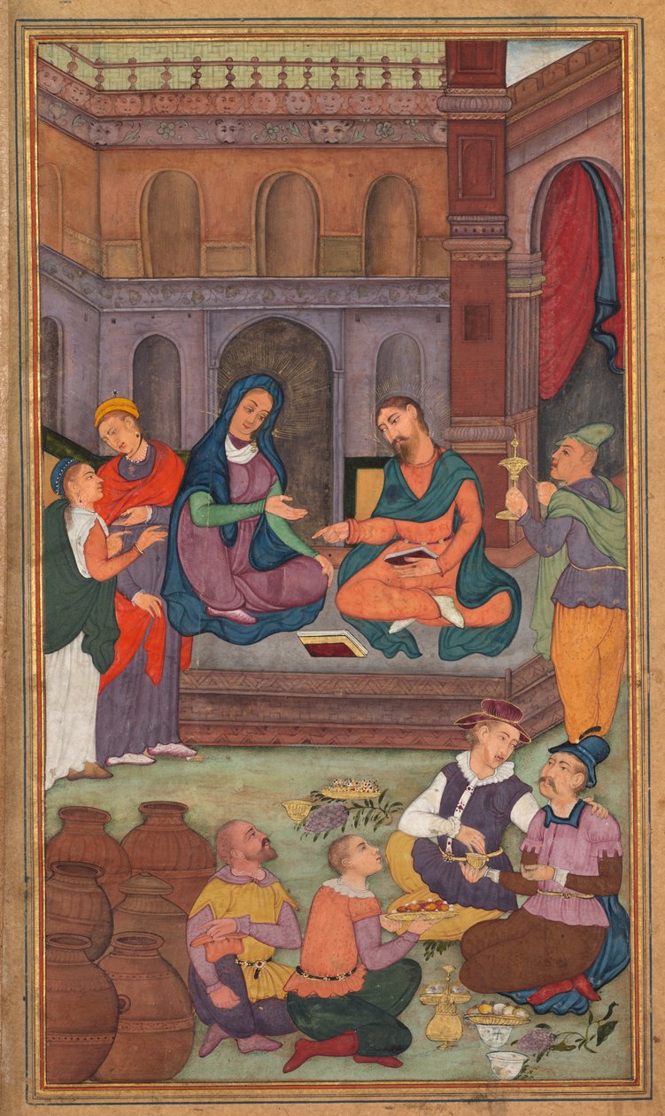 Małżeństwo w Kanie, z Lustra Świętości Mirat al-quds Ojca Jerome Xavier, 1602-1604. autorstwa Unbekannt