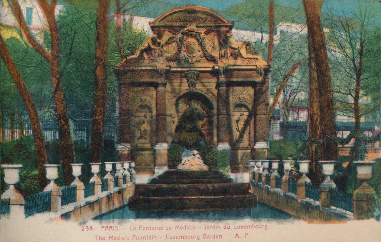 Fontanna Medyceuszy - Jardin du Garden of Luxembourg, Paryż, ok. 1920 r. autorstwa Unbekannt